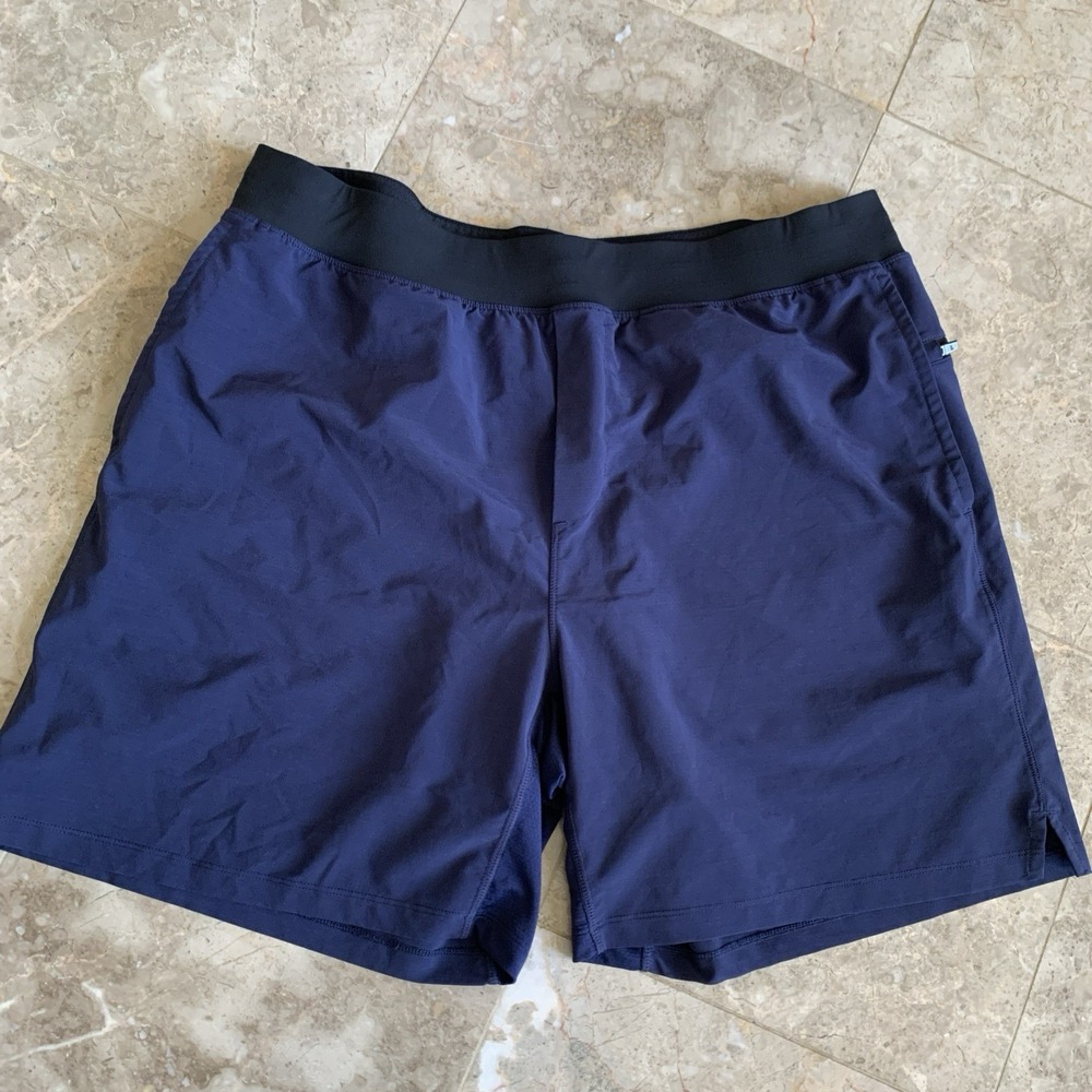 Fabletics The Fundamental Shorts Mens‎ XXL Blue 7" Lightweight Gym Running Lined